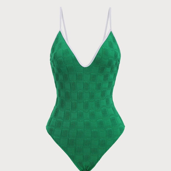 Berlook Green Textured Cut-Out One-Piece Swimsuit - Picture 5 of 10